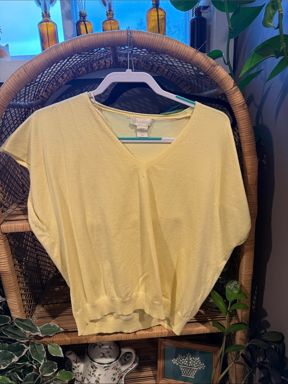 Lemon Yellow V-Neck Dolman Sleeve Top